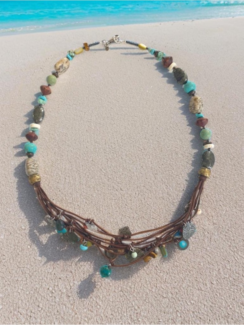 Silpada Bohemian Multicolor Beaded Leather  Necklace N1994.  18” inches